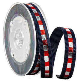 Γραμμές χρυσού &amp; ναυτικού Shinny ναυτικού 1cm Webbing τυπωμένων υλών ταινία