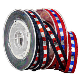 Γραμμές χρυσού &amp; ναυτικού Shinny ναυτικού 1cm Webbing τυπωμένων υλών ταινία